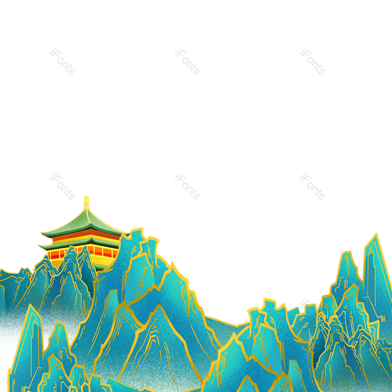中国风图片,建筑素材元素,新中式PNG,绿色免抠素材
